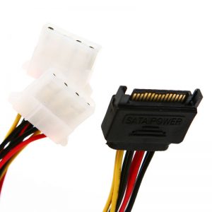 כבל מתאם  15Pin SATA Male to Dual 4 Pin Female Power Cable for IDE