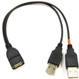 כבל מתאם מפצל  USB 2.0 A Female to 2 x male Y Splitter Cable