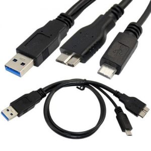 כבל 35cm USB 3.0 Male to Micro  USB 3.0 male + Micro USB 2.0 Male Y Cable