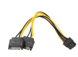 Dual 15Pin SATA Male to Male PCI Express 8 Pin (6+2) Video Card Power Cable כבל