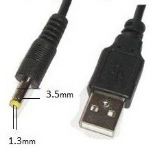 USB ל-DC 3.5 / 1.35   זכר , 1.8M כבל מתח