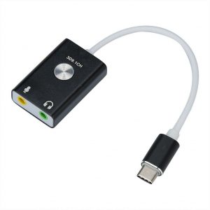 USB 3.1 Type C External Sound Card 2X 3.5mm  Adapter כרטיס קול
