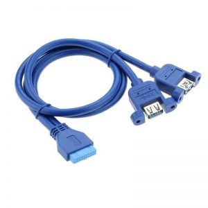 כבל 0.3M  20 Pin to USB 3.0  Female  2 Dual Port Extension Cable Motherboard Cord Mount