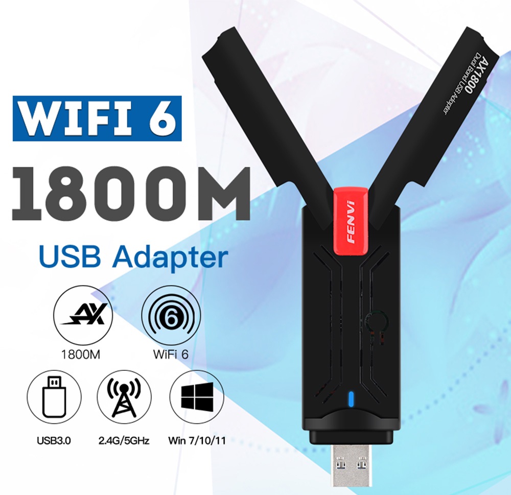 Fenvi Dual Band AX1800 2.4G 5GHz WiFi 6E USB 3.0 Adapter Win7 10 11