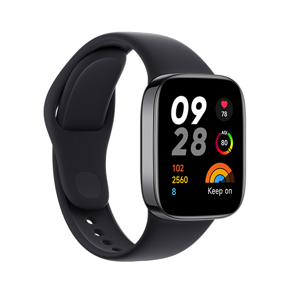 שעון ספורט חכם שיאומי כולל SpO2 (אחוז חמצן בדם) דופק ו- GPS דגם Redmi Watch 3 בצבע שחור