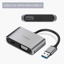 USB 3.0 to HDMI  + VGA  + USB2 Adapter  – Video Converter  for Windows 7/8/10/11 Mac OS מתאם