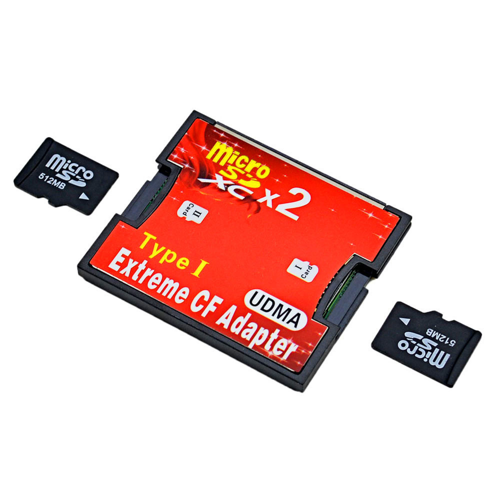 Dual Micro SD To CF Adapter Memory Card Reader Type I Converter For Camera מתאם