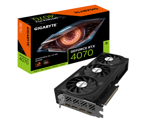 כרטיס מסך Gigabyte GV-N4070WF3OCV2-12GD GeForce RTX 4070 Windforce OC V2 12GB