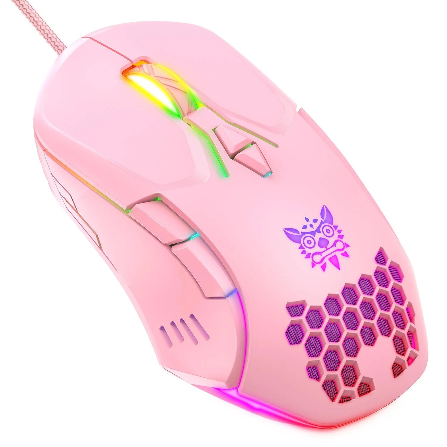 ONIKUMA CW902 Wired Gaming Mouse With Colorful Lighting PINK