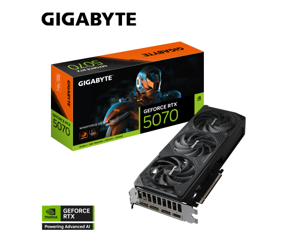 כרטיס מסך GIGABYTE GV-N5070WF3OC-12GD GeForce RTX 5070 WINDFORCE OC SFF 12GB
