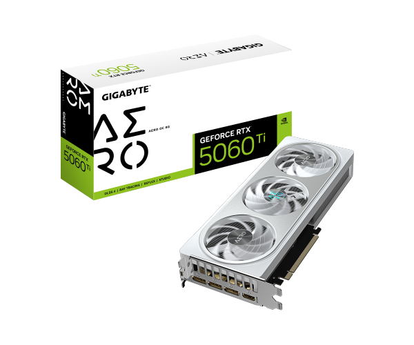כרטיס מסך Gigabyte GV-N506TAERO OC-8GD GeForce RTX 5060 Ti AERO OC 8GB White