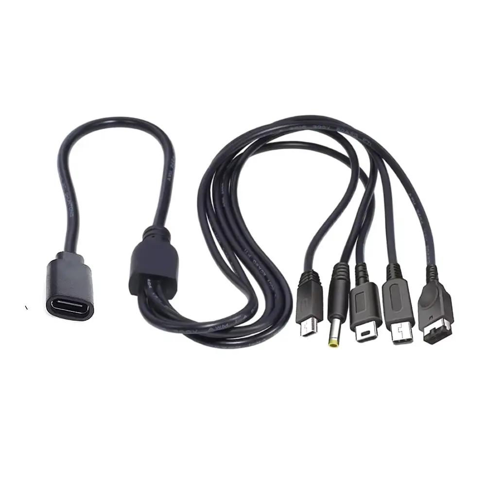 Multi 5 in 1 Type C Female Charging Cable For Nintendo New 3DS Xl Nds Lite Ndsi Ll Wii U For nintendo Gba For Sony Psp 1000/2000