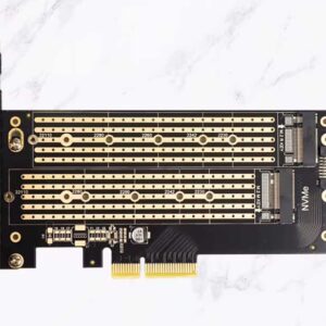 מתאם JEYI Dual M.2 PCIE 4.0 Adapter for NVME (M Key) and SATA (B Key) SSD to PCIe X4 X8 X16 Slot SK6
