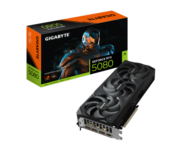 כ.מסך GIGABYTE GeForce GV-N5080WF3OC-16GD RTX 5080 WINDFORCE OC SFF 16G