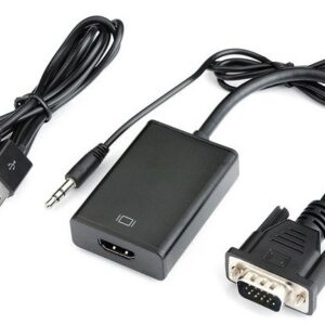 כבל ממיר  VGA + אודיו PL3.5 ל-HDMI (במסך HDMI, במחשב VGA)