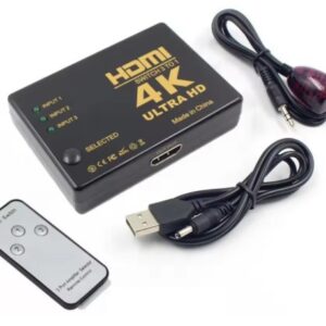 מפצל  HDMI Switch HD 4K Video Switcher 3 Input 1 Output  With IR Remote Controller מפצל