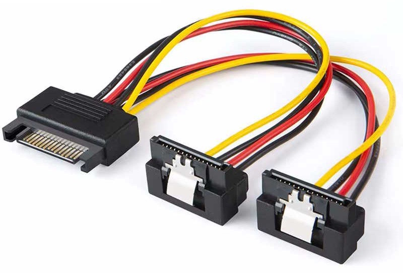 90degree SATA Power Cable 15-Pin Male to 2 x 15P Female Splitter Connector Adapter כבל