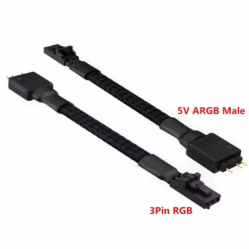 12V RGB Fan Hub to 5V 3PIN  ARGB Male Adapter Cable for RGB Hub Lighting Node Core for Corsair
