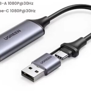 UGREEN Video Capture Card HDMI to USB/Type-c Video Grabber for PC Gaming Live Streaming