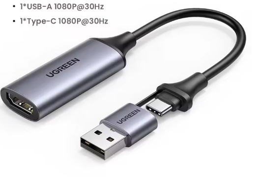 UGREEN Video Capture Card HDMI to USB/Type-c Video Grabber for PC Gaming Live Streaming