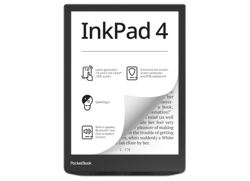 ספר אלקטרוני PocketBook 7.8” InkPad 4 צבע כסף PB743G-U-WW