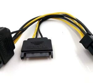 Dual 15Pin SATA Male To PCIe 8Pin(6+2) Male PCI-E Video Card  Power Supply Cable