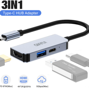 USB C to HDMI Multiport Adapter – Thunderbolt 3 Output USB 3.0 Charging Port 100W FOR Galaxy MacBook IPhone15 iPad